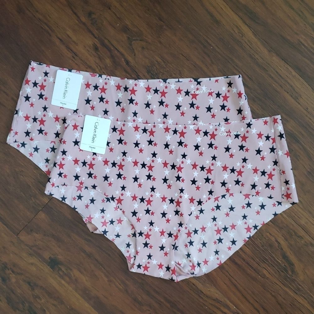 NWT Calvin Klein Pink Star Feminine Dainty Seamless Panties Set Of 2 Size Large